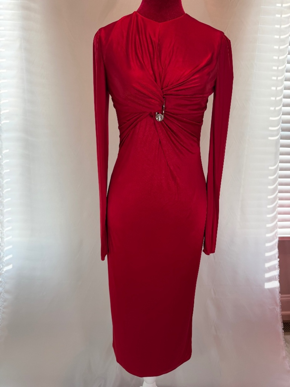 Versace Safety Pin Satin Jersey Dress